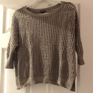 Express Metallic beige open stitch sweater